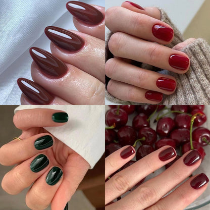 Factory direct sales of 24 pieces of manicure classic solid color wearable nail film short wearable removable nail film wholesale£ü365nails